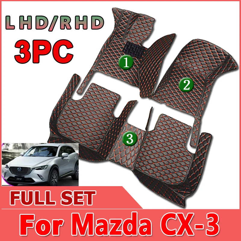 

Автомобильные коврики для Mazda CX-3 CX3 DK 2016 ~ 2022, кожаный роскошный коврик, набор защитных ковровых покрытий, автозапчасти, автомобильные аксессуары
