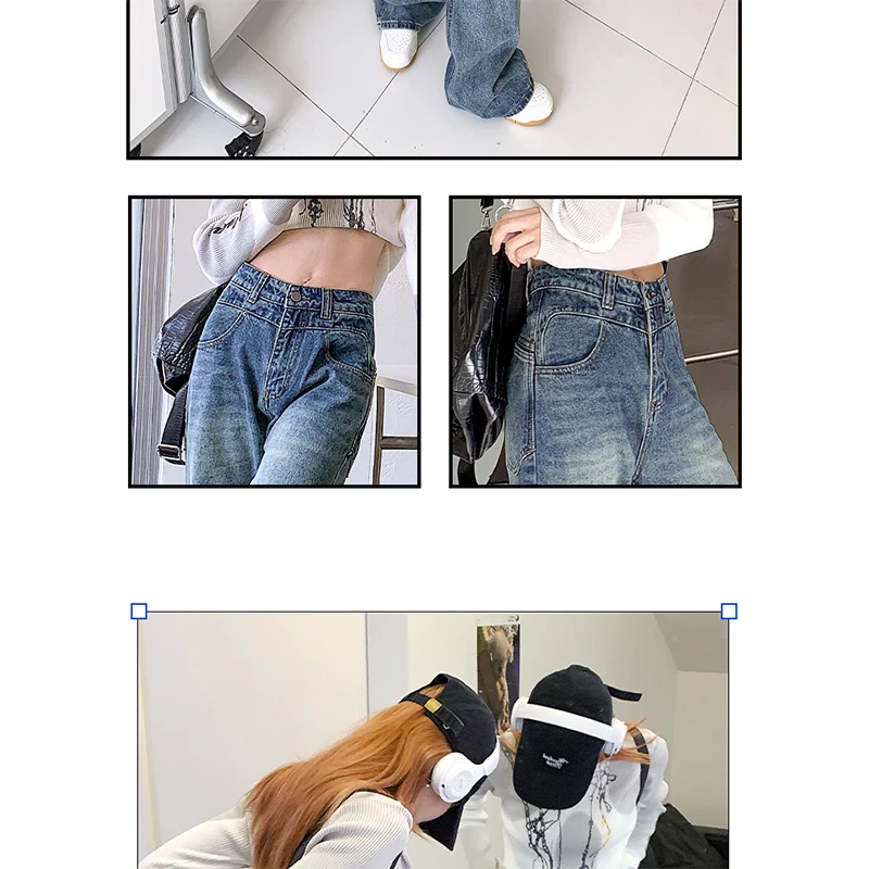 Jeans Women's 2023 New Autumn and Winter Pants High Street Retro Blue Wide Leg Loose Drop High Waist Slim Straight Leg Pants