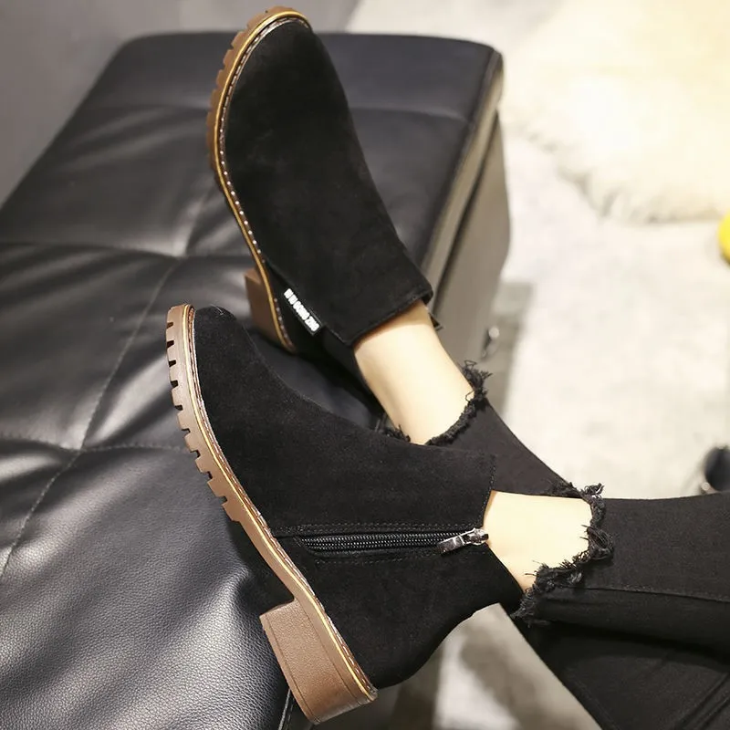 2022 New Women Boots Autumn Winter Boots Classics Zipper Snow Ankle Boots Faux Suede Woman Shoes Short Boots Ladies