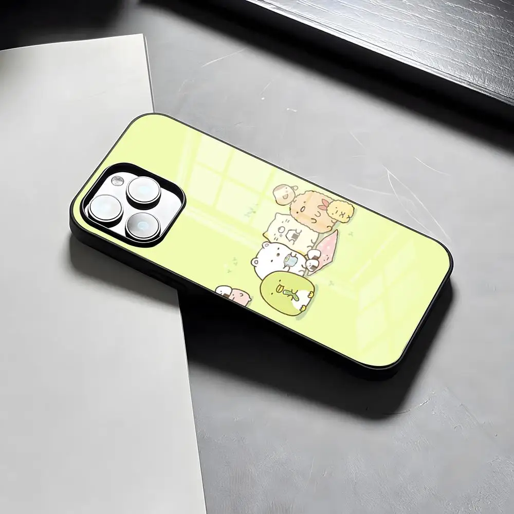 Фото Чехол для телефона с рисунком Sumikko Gurashi для IPhone 17 Pro Max 15 Pro 16 14 Plus 12 13 Mini 11 Pro, противоударный стеклянный чехол №5