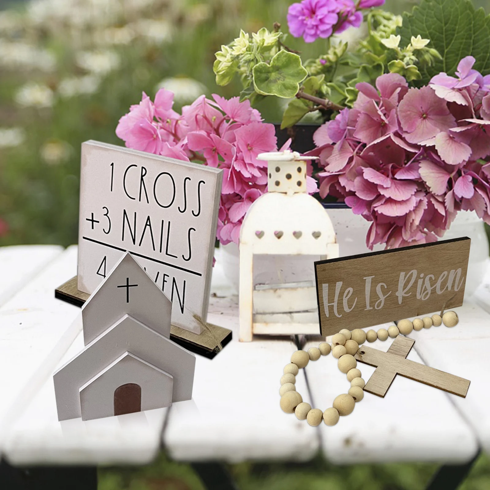

Религиозные Пасхальные украшения, Пасхальная сцена, деревянный знак, весенний христианский Домашний набор для дома, спальни, гостиной