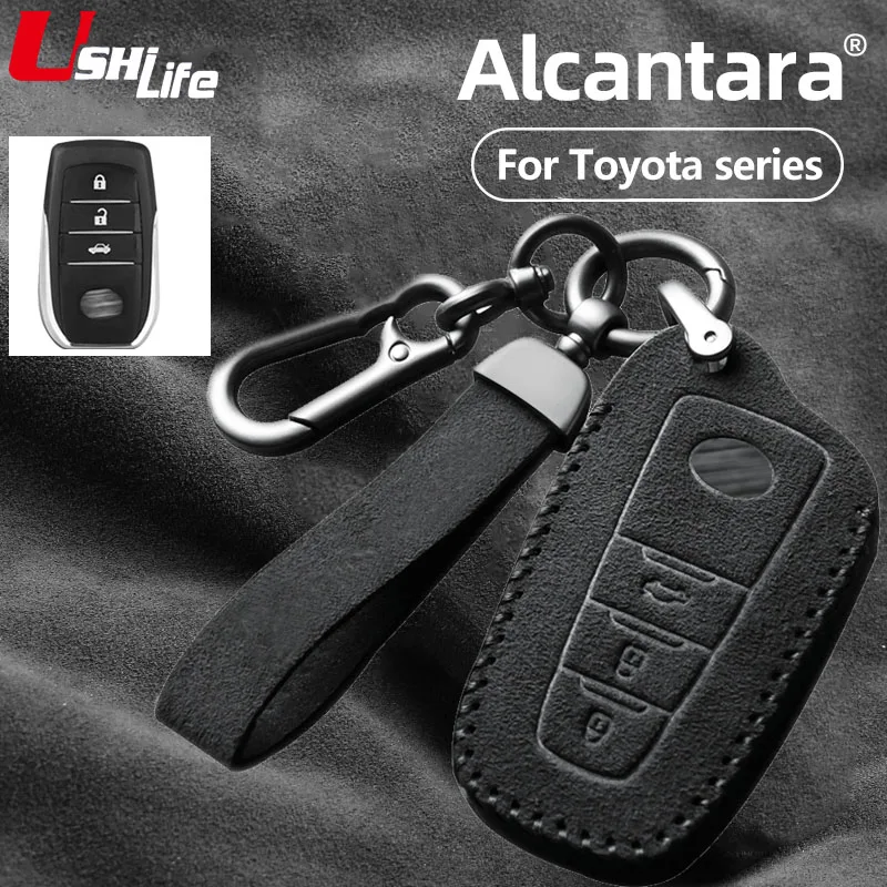 

Ushilife Alcantara Car Key Case Remote Control Cover For Toyota Prius Camry Corolla CHR Yaris Asian Dragon Rongfang Yize Levin