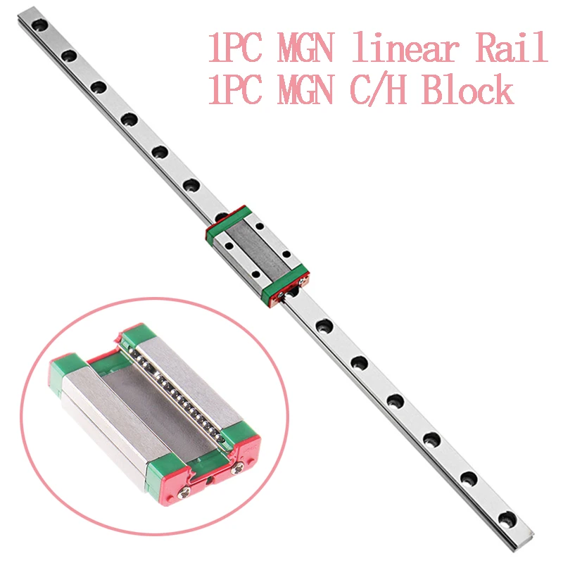 

MGN MGN9 MGN7 MGN12 MGN15 300 350 400 450 500 600 800mm Miniature Linear Rail Slide 1pc MGN Linear Guide + 1pc MGN12H/C Carriage