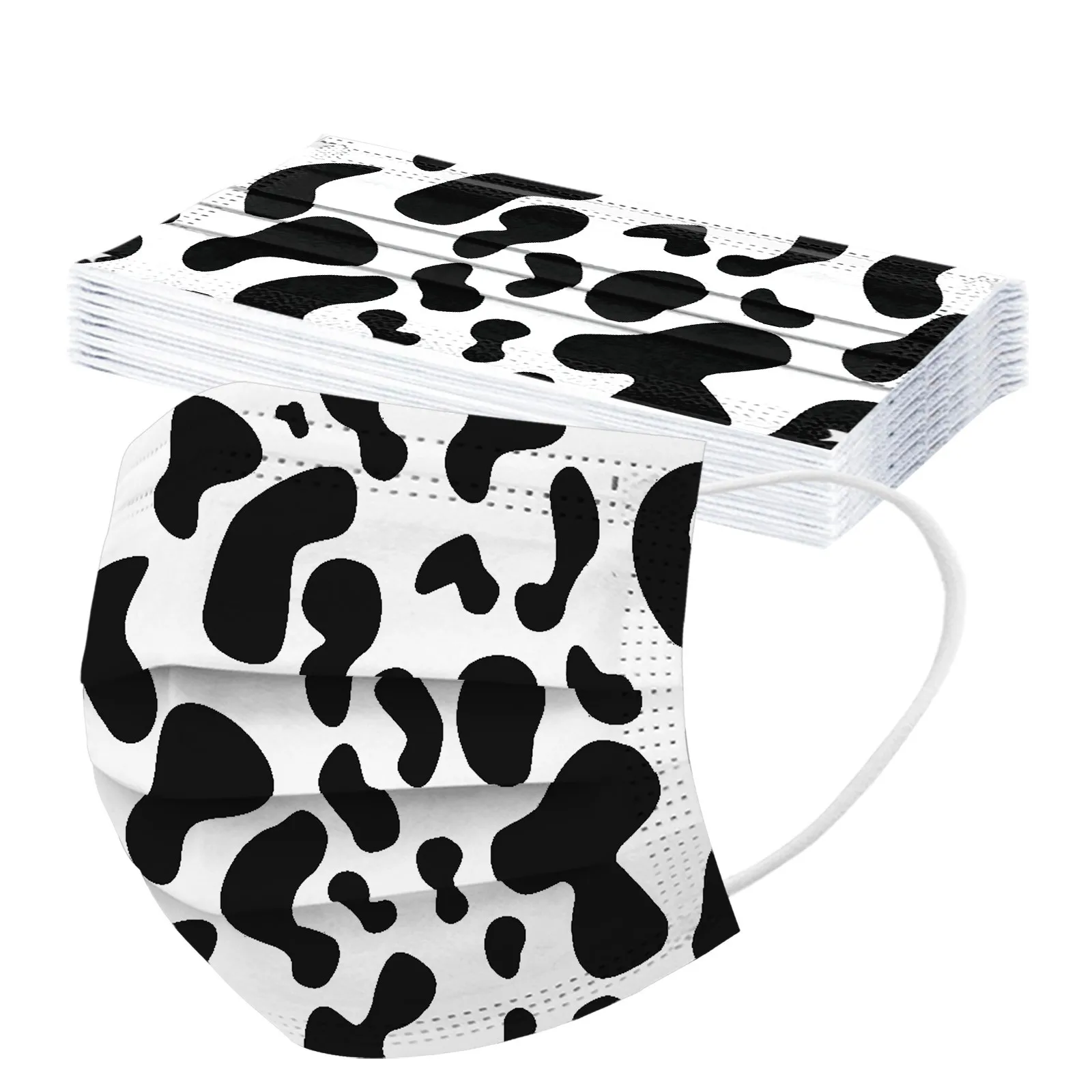 Маска одноразовая трехслойная для лица с принтом коровы 10 шт. |