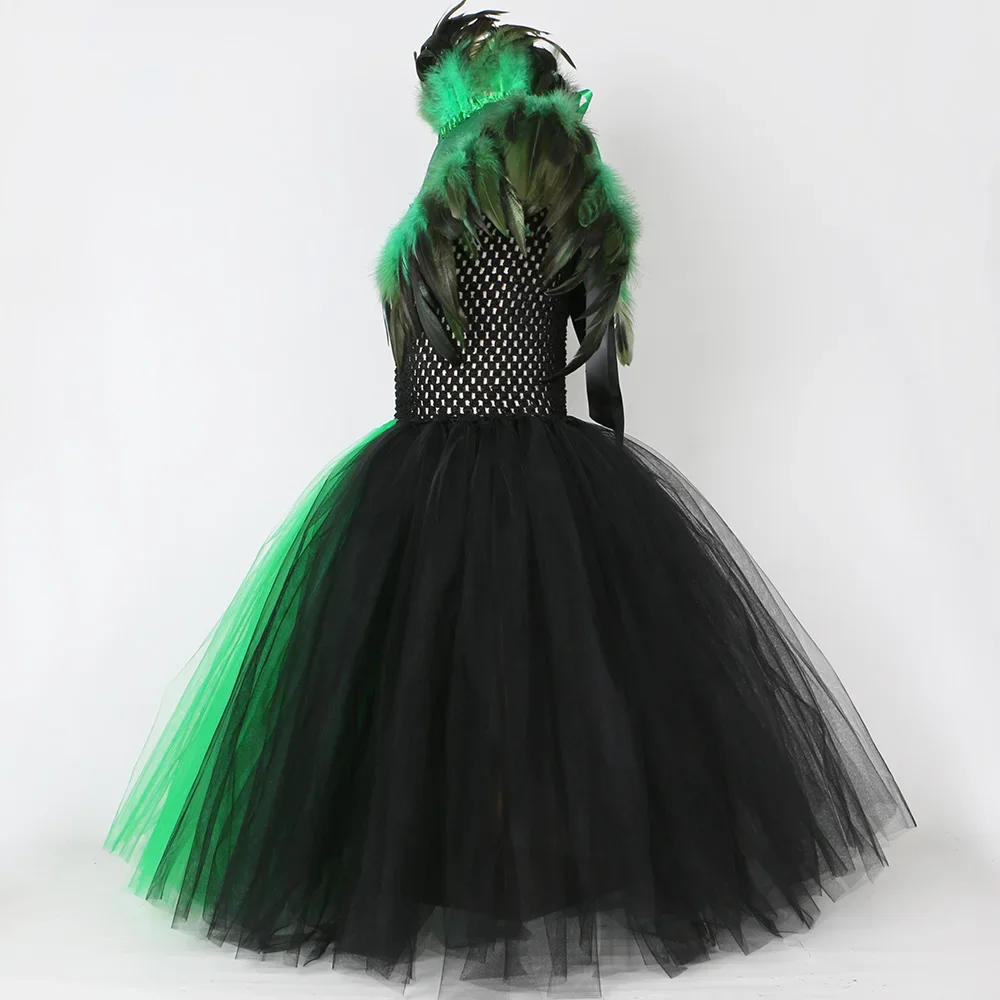 Костюм ведьмы на Хэллоуин для детей косплей малефис платье-пачка девочек накидка