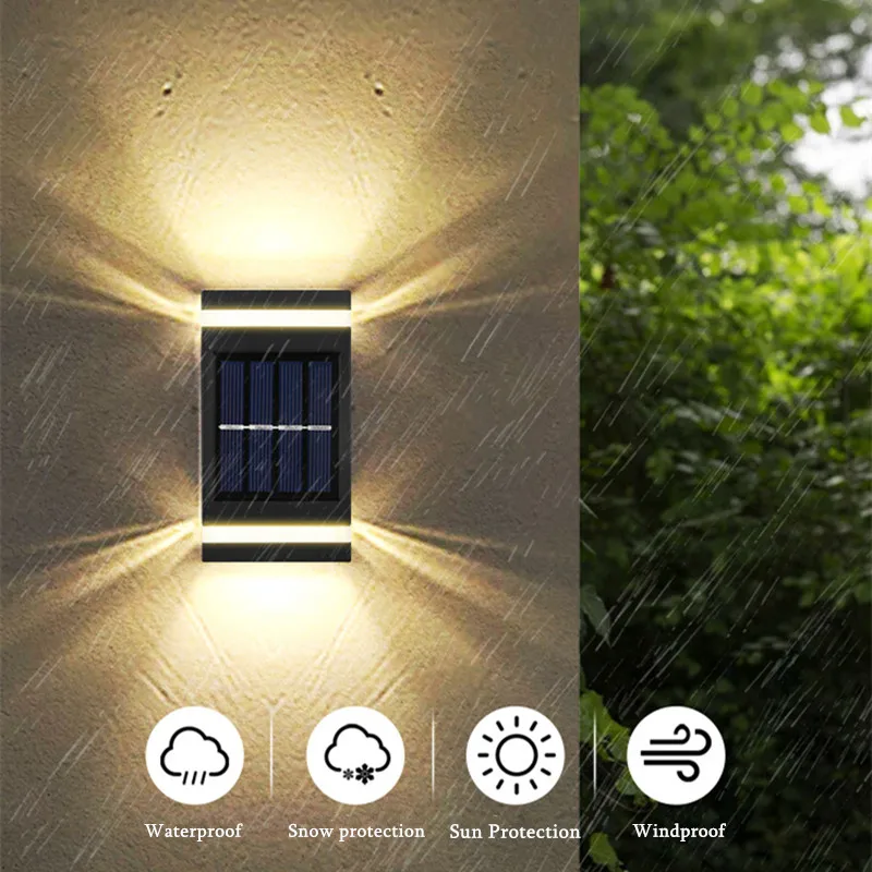 

6LED Courtyard Streetlights 1~8Pcs Up And Down IP65 Waterproof Solar Wall Light Garden Decoration Solar Power Fence Lamp Outdoor