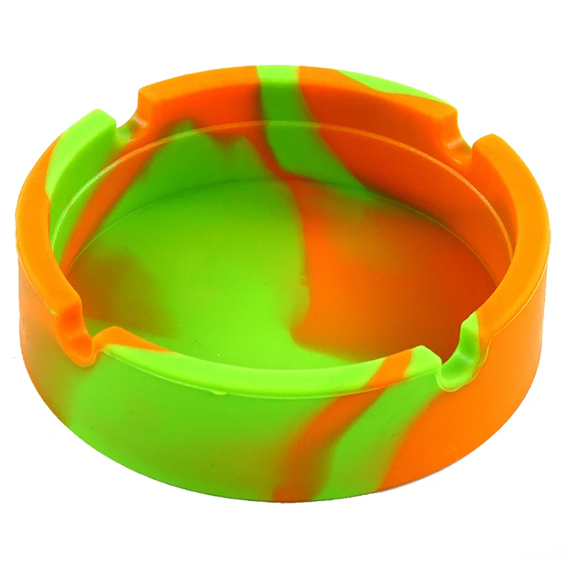 

Silicone Round Portable Ashtray Unbreakable Soft Silicone Glow in Dark Heat Resistant Silicone Smokeless Ashtray