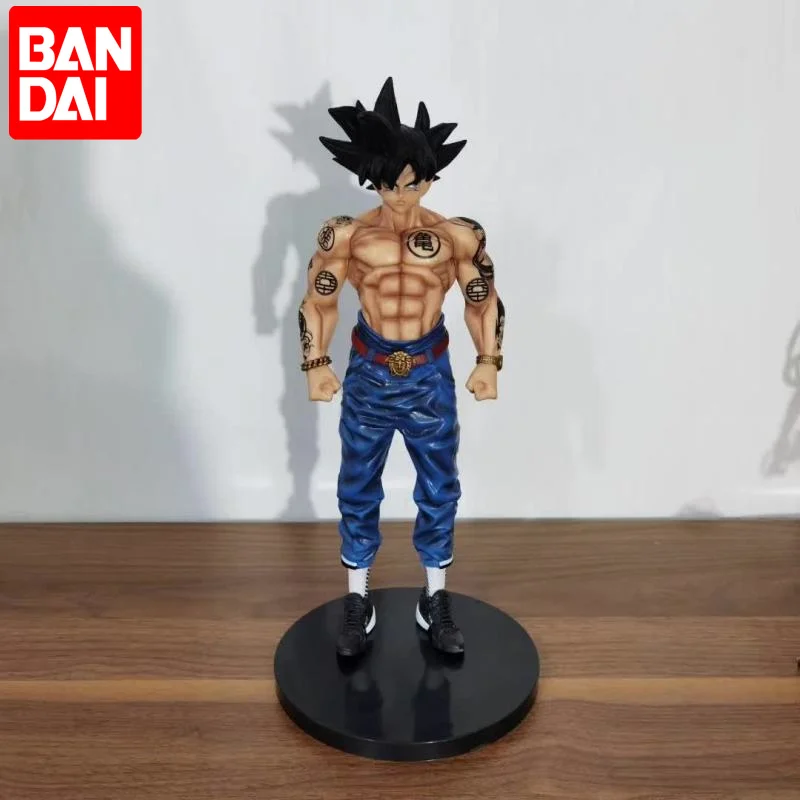 

28CM Anime Dragon Ball Action Figure Goods Super Saiyan Goku Black Hair Tattoo Standing Posture Ornament Pvc Model Toy Gifts