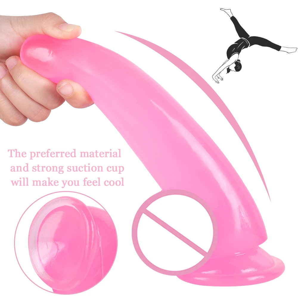 21cm Soft Jelly Dildo Realistic Erotic Crystal Penis With Suction Cup Fake Dick Female Masturbator Adult Sex Toy For Women |