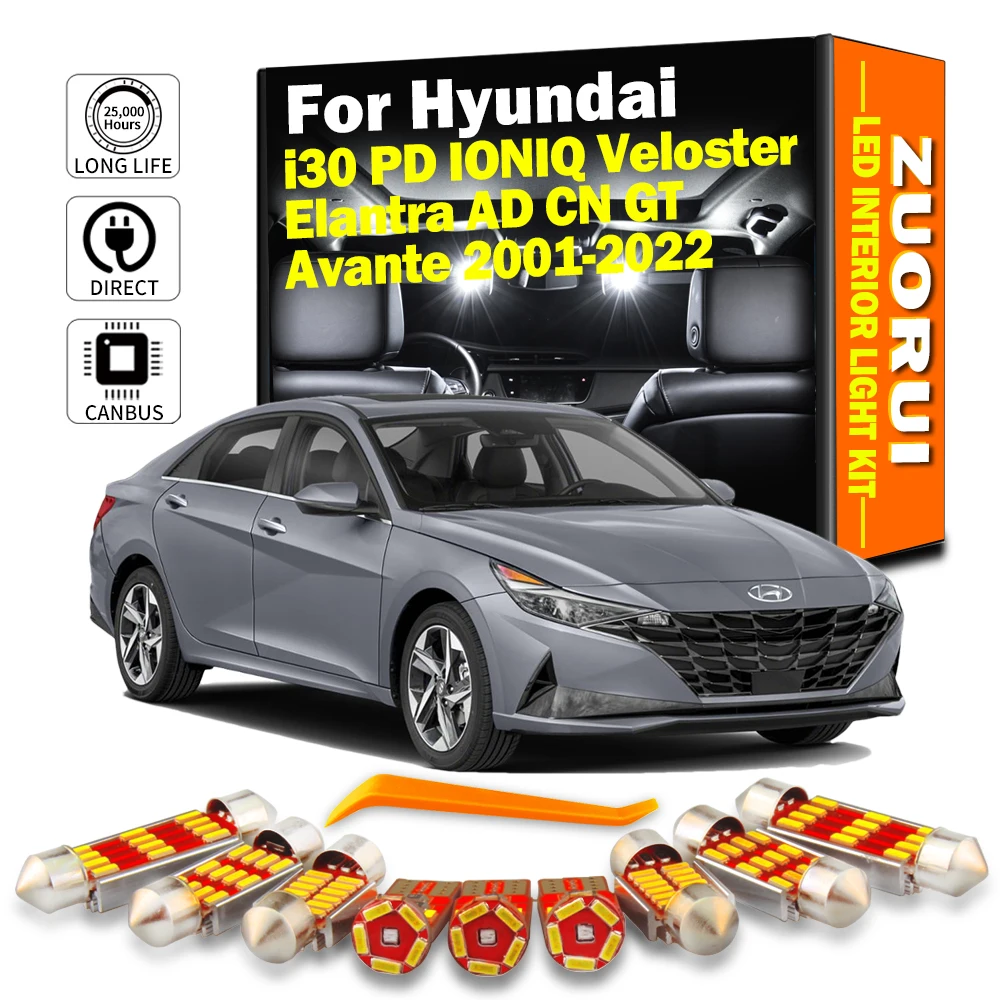 Автомобильные светодиодные лампы ZUORUI для Hyundai i30 PD IONIQ Veloster Avante Elantra AD CN GT 2001-2022 |
