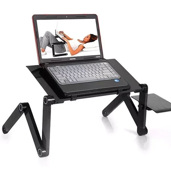 

Aluminum Alloy Laptop Computer Table Simple Design Foldable And Rotatable Office Bed Desk Humanized Design With Mouse Pad