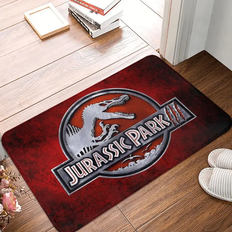 

Jurassic Park Dinosaur Print Front Door Mat Anti-Slip Absorbent Outdoor Doormat Floor Bath Rug Toilet Living Room Footpad Carpet