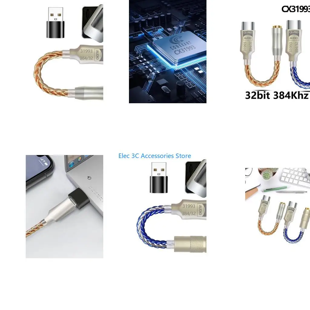 Фото Y51A Адаптер типа C на 3,5 мм Чип CX31993 Адаптер для наушников USB C Адаптер ЦАП 3,5 мм №1