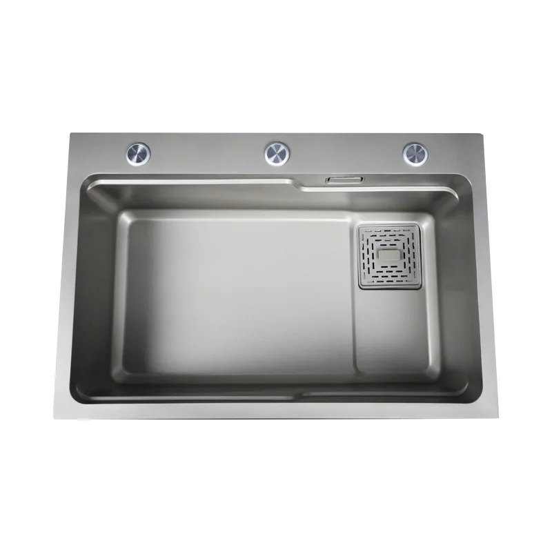 

Nano Gun Grey Sink Kitchen Stainless Steel Large Single Slot Bottom Embossed Oil-proof anti-Scratch Wash Basin Wash Basin