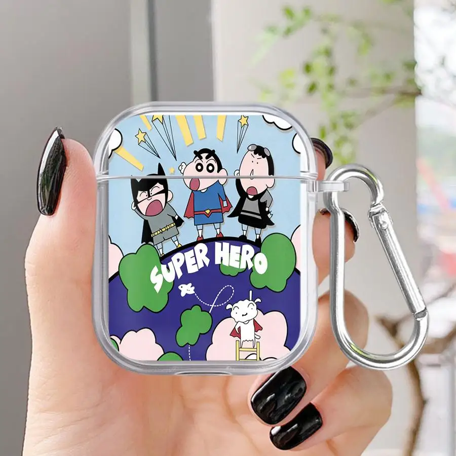 Фото Милые прозрачные чехлы для наушников C-Crayon Shin-Chans для Airpods 2 3 4 Pro2 Pro 1 Pro3 №4
