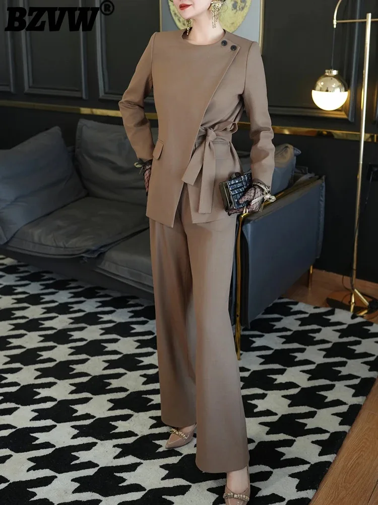 

Модный Дизайнерский Костюм BZVW из смеси шерсти, женский осенне-зимний темпераментный офисный костюм из двух предметов для женщин, новинка 2023, 25X3308