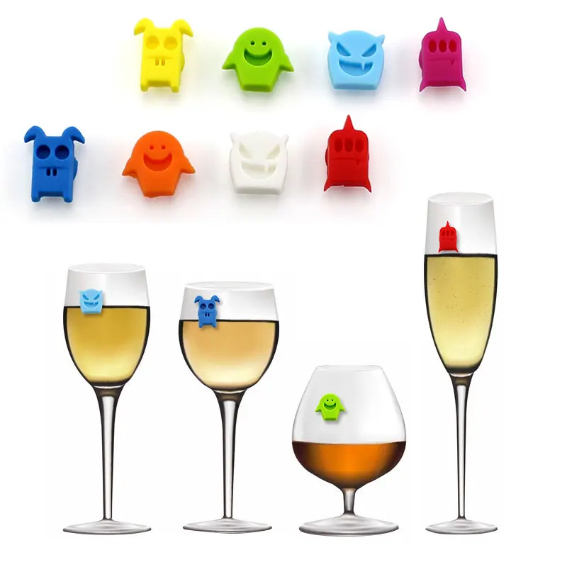 12pcs Suction Cup Silicone Monster Wine Charms Glass Markers | Party & Holiday DIY Decorations