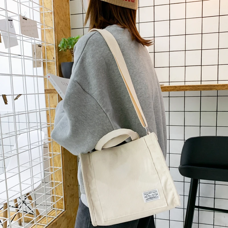 Women's Corduroy Canvas Casual Tote Bag Retro Art Canvas Crossbody Bags for Women Luxury Designer Handbags