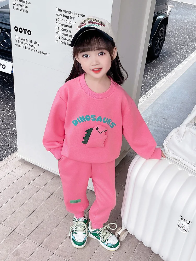 Повседневный комплект для маленьких девочек с мультипликационным принтом букв