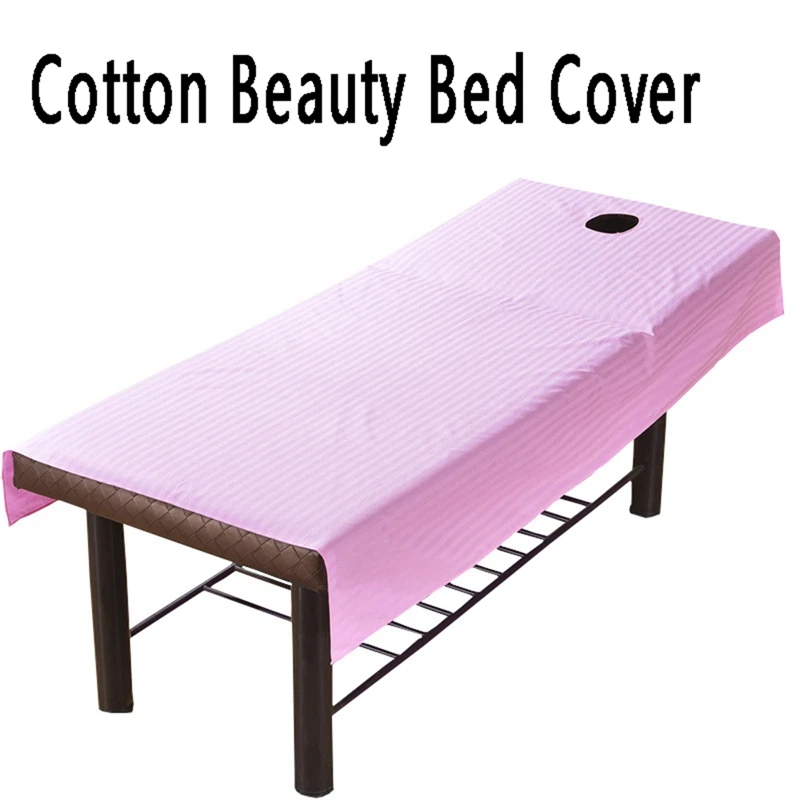 

Striped Massage Table Bed Fitted Sheet Full Cover Band Massage SPA Bed Cover With Face Hole 75X190cm