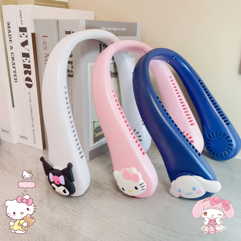 

Kawaii Sanrio Fan My Melody Kuromi Hello Kittys Cartoon Anime Portable Usb Rechargeable Hang Around Neck Sport Fan Air Gift
