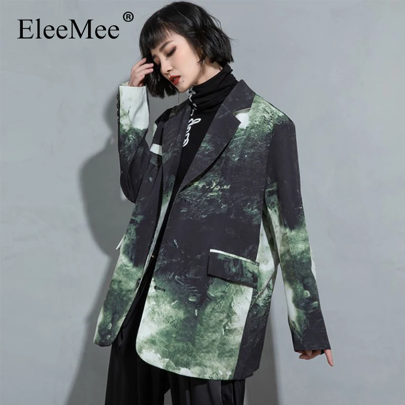 

EleeMee Women Blazer 2022 Spring Autumn Casual Female Coat Tie Dye Ins Fashion Cool New Jacket Streetwear Free Size