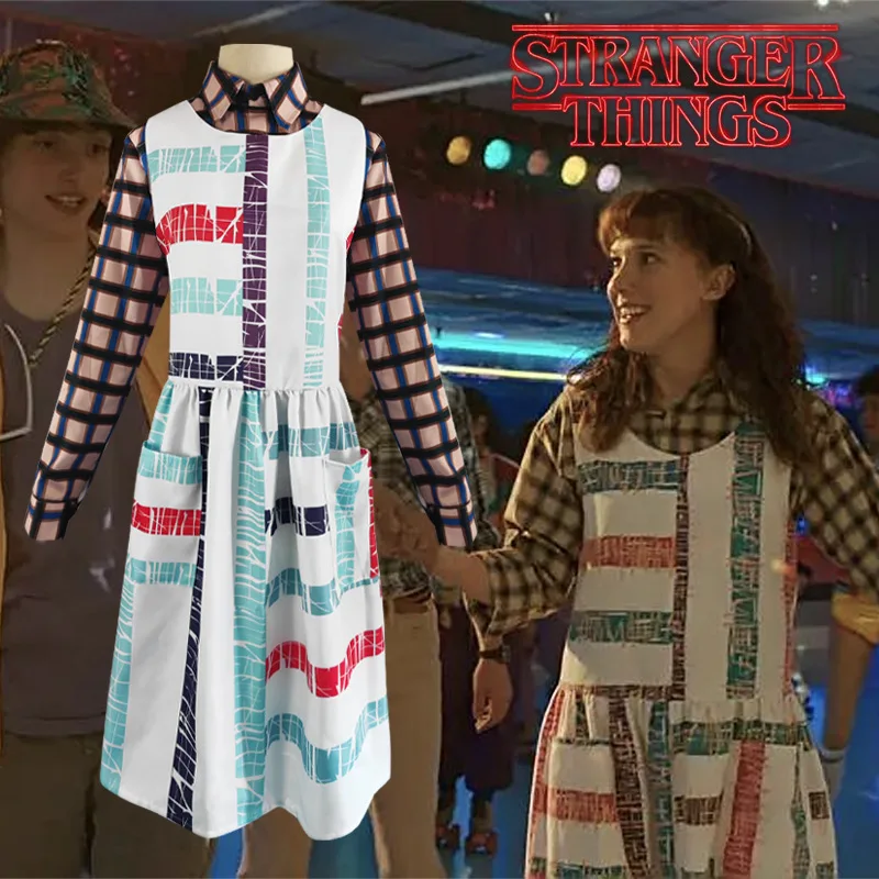 

2022 New Movie Monster Cosplay Costume Woman Dress with Colorful Striped Dress Plaid Shirt Halloween Carnival Party Suit Outfits