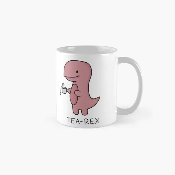 

Tea Rex Illustration Classic Mug Handle Round Picture Image Tea Design Coffee Printed Drinkware Cup Photo Gifts Simple