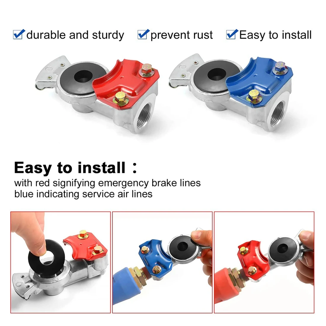 

Glad Hand with Seals Set, Emergency Glad Hands for Semi Trucks Motorhomes RVs Trailer Air Hose Brake Coupling Service
