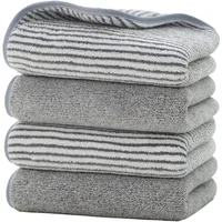 Water Absorbent Bamboo Fiber Antimicrobial Towel Solid Color Stripes Soft Antibacterial Bathing Towels