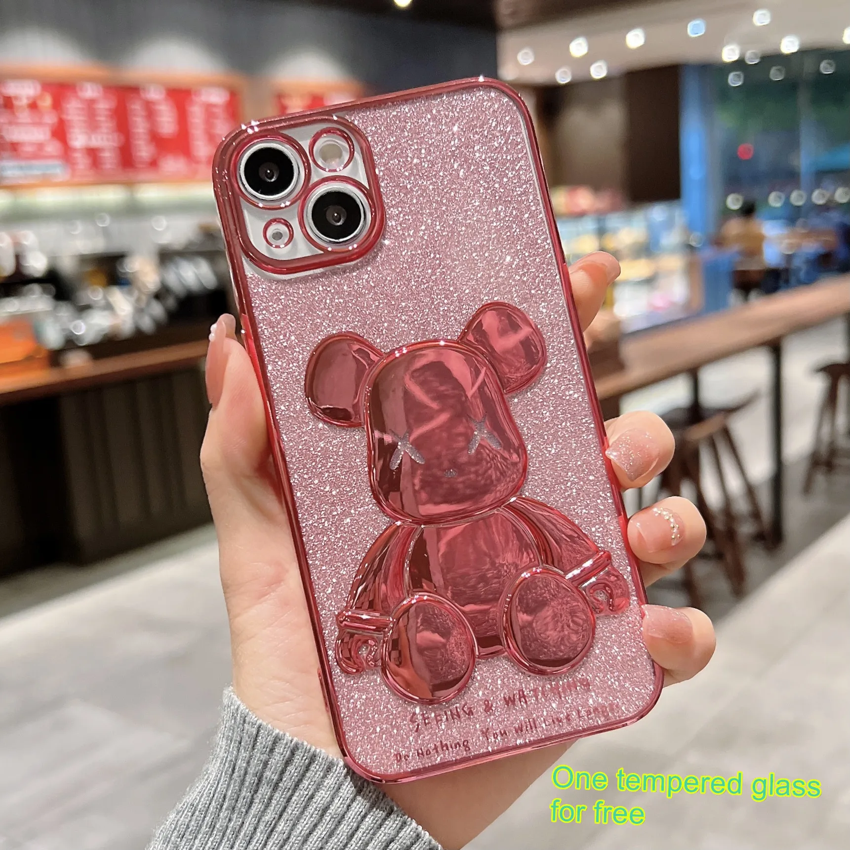 

Violent Bear Case for iPhone 13 Pro Max Electroplating TPU Case For iPhone 11 Glitter Bling Silicone Case чехол на айфон 11