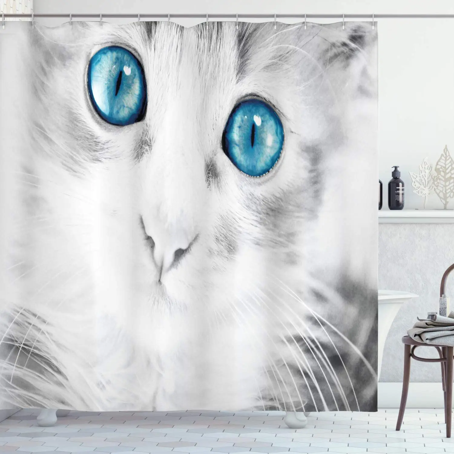 Занавеска для душа забавная гранжевая композиция с кругами и точками ретро