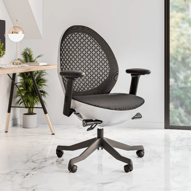 

Techni Mobili Deco LUX Executive Office Chair\ White White Nylon Mesh [US Stock]