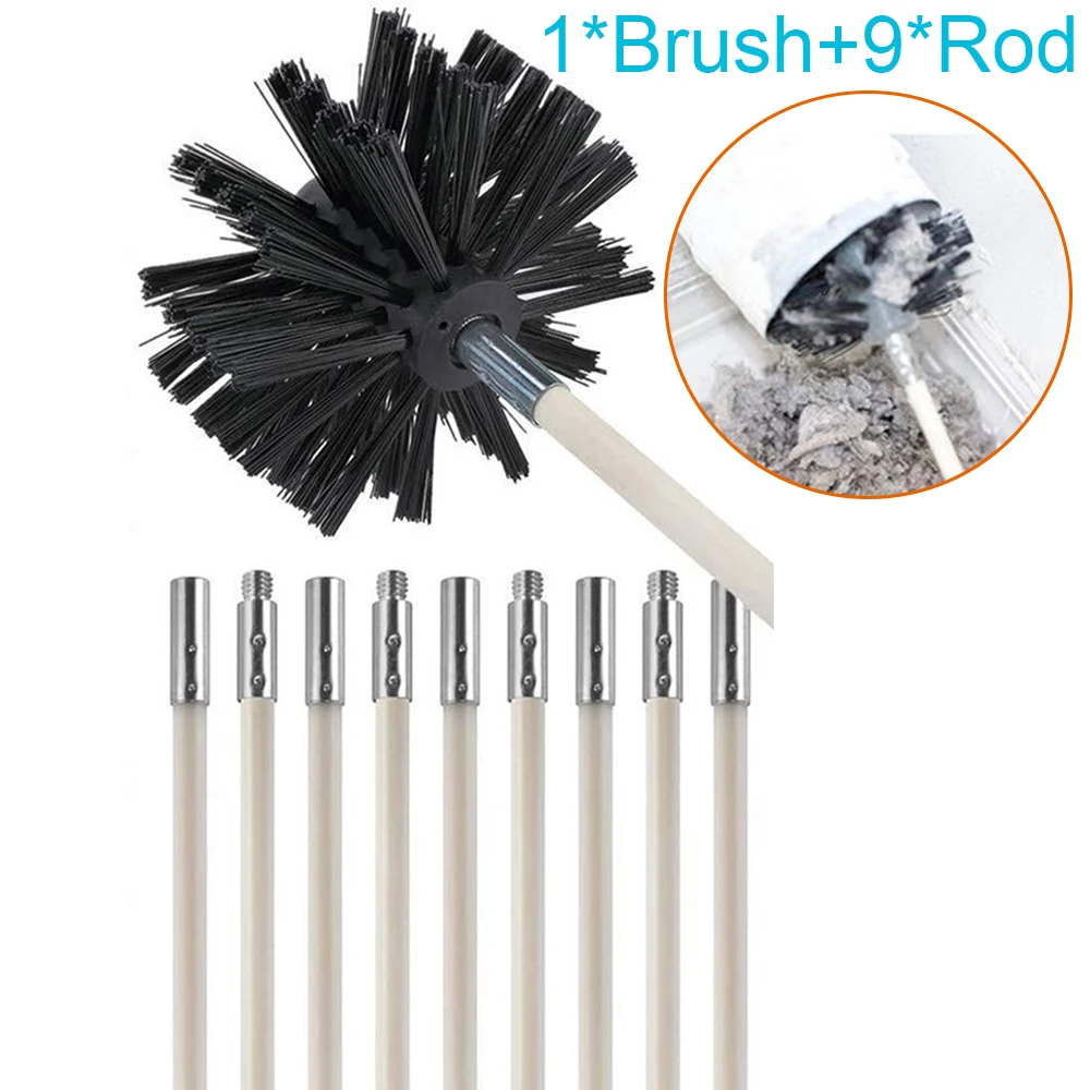 

Soot Flexible Flue Brush Cleaning Rod Black + White Nylon Chimney Sweep Highly elastic Anti-aging Chimney Brush