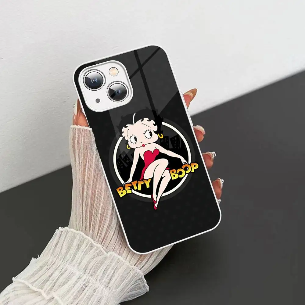 Фото Защитное стекло с изображением Бетти Боп для iPhone 14, 13, 12, 11 Pro, Mini, XS MAX, 14 Plus, X, XS, XR №4