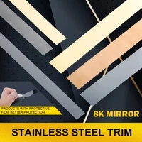 1 roll 5m mirror stainless steel plane decorative line gold wall sticker home tv background self adhesive ceiling edging strip
