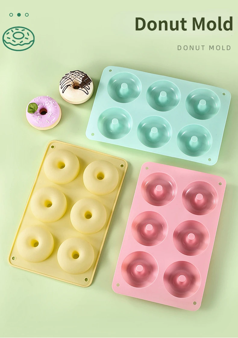 

Silicone 6 Donut Cake Mold Kitchen Baking Cookie Mold High Temperature Resistant Baking Plate