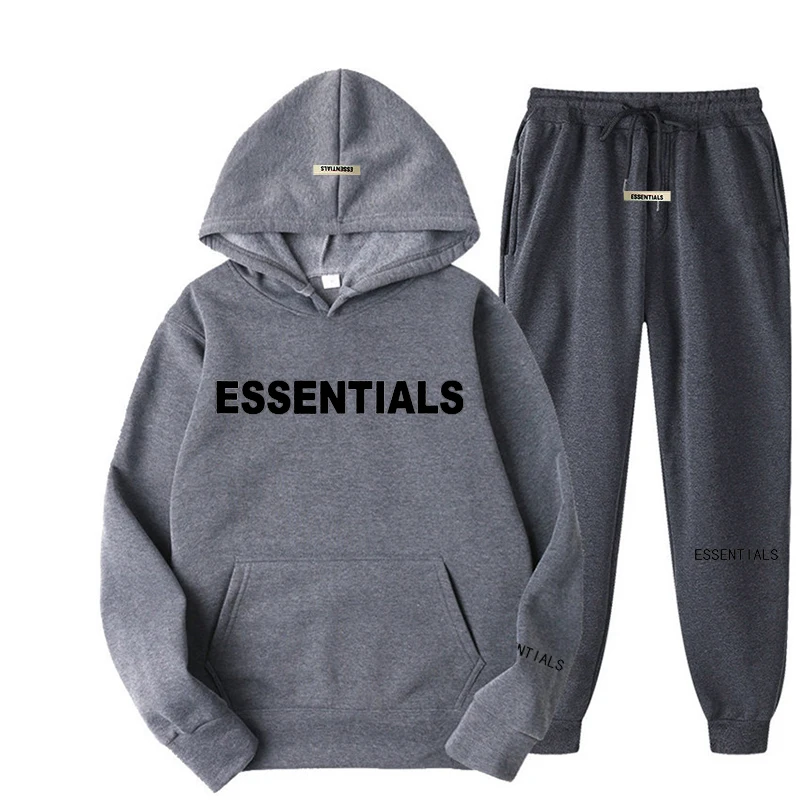 Essentials Hooded Autumn Winter Men Suit Women Hoodeds Sweatshirts Couple Oversized Sweatshirt Jogging Streetwear Tracksuit Sets