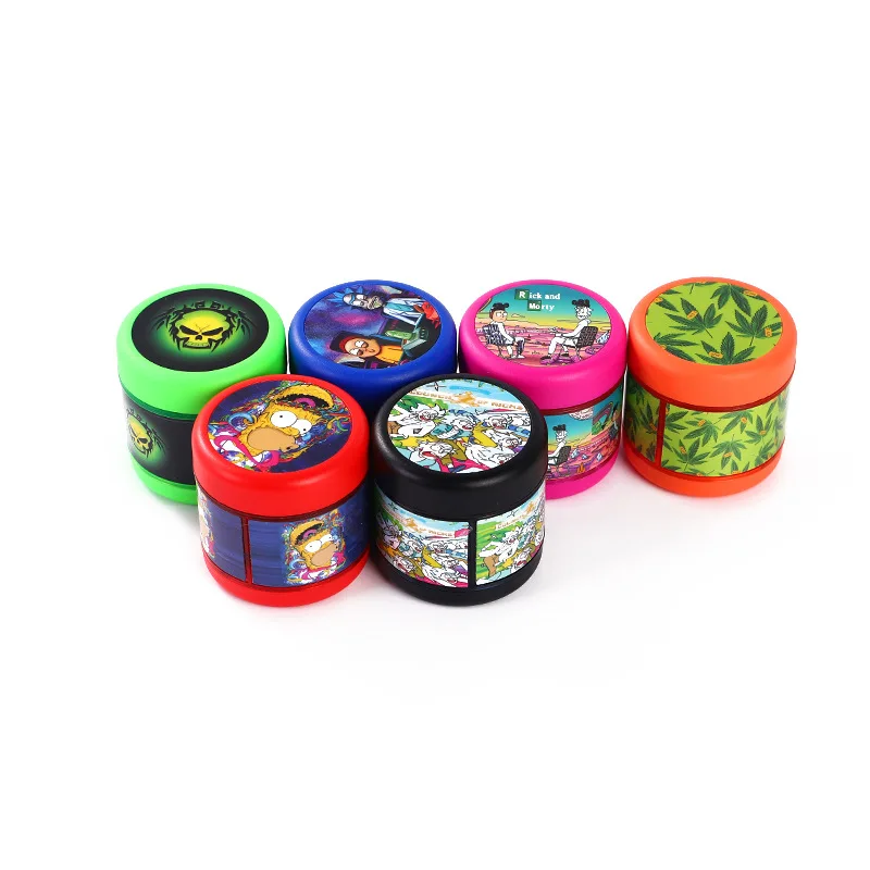

Color printing 50mm four-layer plastic smoke grinder barrel-shaped circular grinder with various patterns