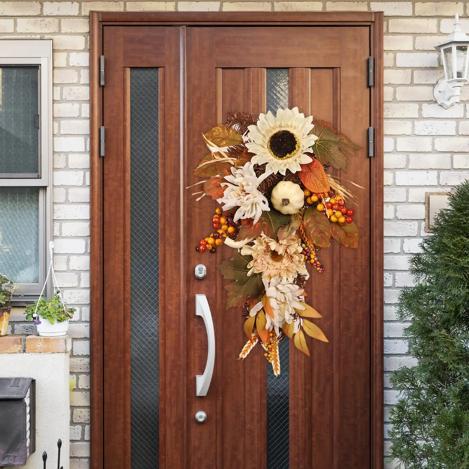 

Fall Harvest Swag Ornaments Photo Props Teardrop Wreath Garland for Holiday Stairs Porch Eaves Fireplaces Outdoor Indoor