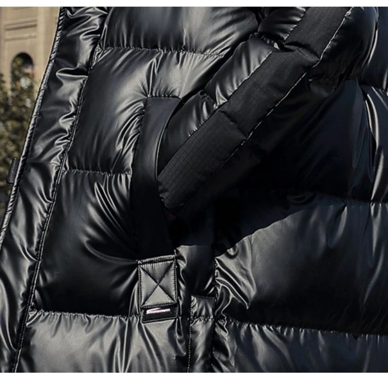 Men's Down Jacket Winter Jackets for Men Bright Face Parkas Warm Puffer Jacket Goose Jacket Hooded Loose Long Coat