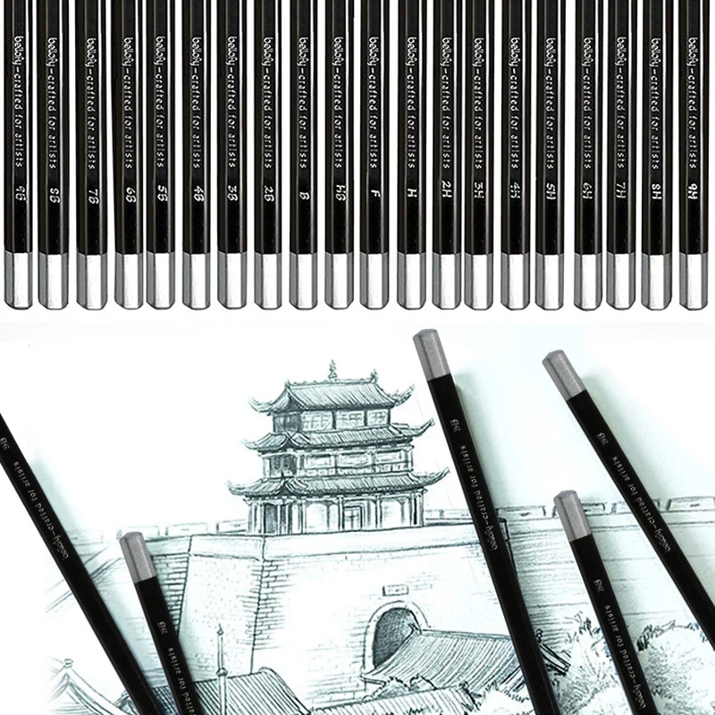 

Профессиональный товар, набор 20 шт., графитовый затеняющий карандаш, мягкий Стандартный Карандаш для начинающих художников, фотография