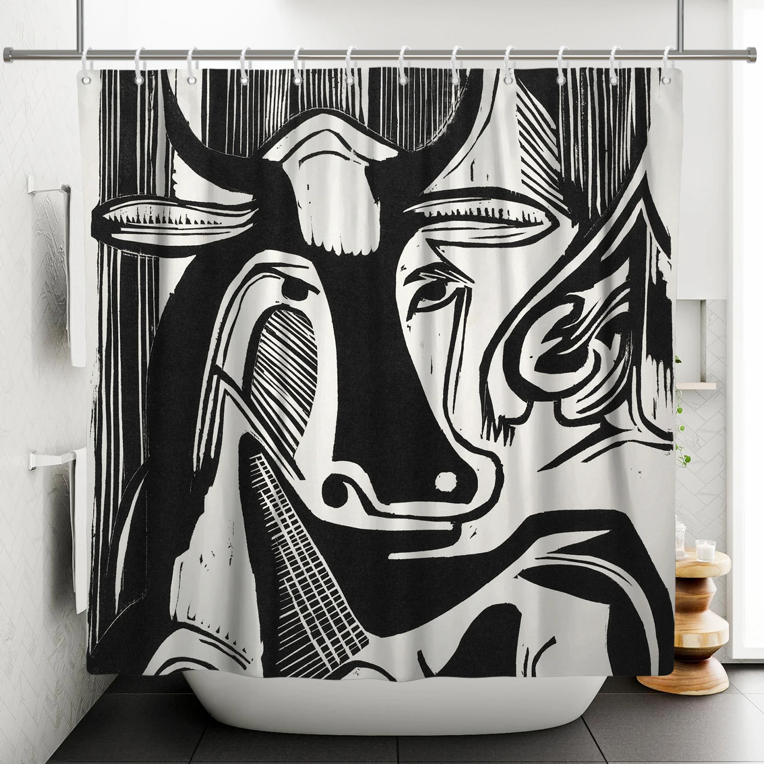 

Shower Curtain,now art abstract Cow (71 x 71inch)