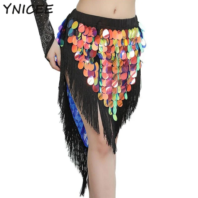 

Женский Блестящий набедренный платок для танца живота с блестками и кисточками