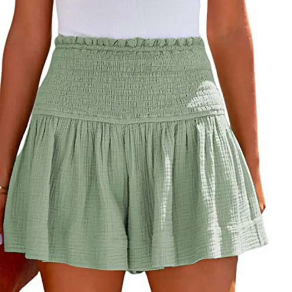 Stylish Solid Color M-2XL Summer Elastic Waist Casual Straight Short Pants Temperament Ladies Short Pants Daily Leisure