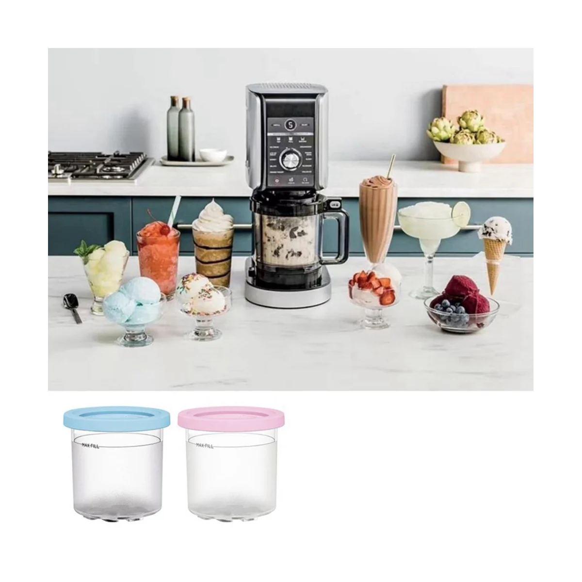 2 упаковки для Ninja XSKPLID2CD совместимы с серии NC299AMZ и NC300S мороженого Makers1 Pint C