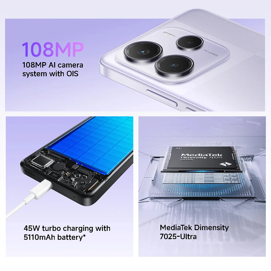 Фото Глобальная версия Xiaomi Redmi Note 14 5G Смартфон NFC 108MP Камера MTK Размер 7025-Ультра 45 Вт Турбо Зарядка №2