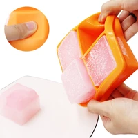 household fridge food grade silicone 4 grid ice cube ice box with lid large ice cube mold freezer box baby food supplement box