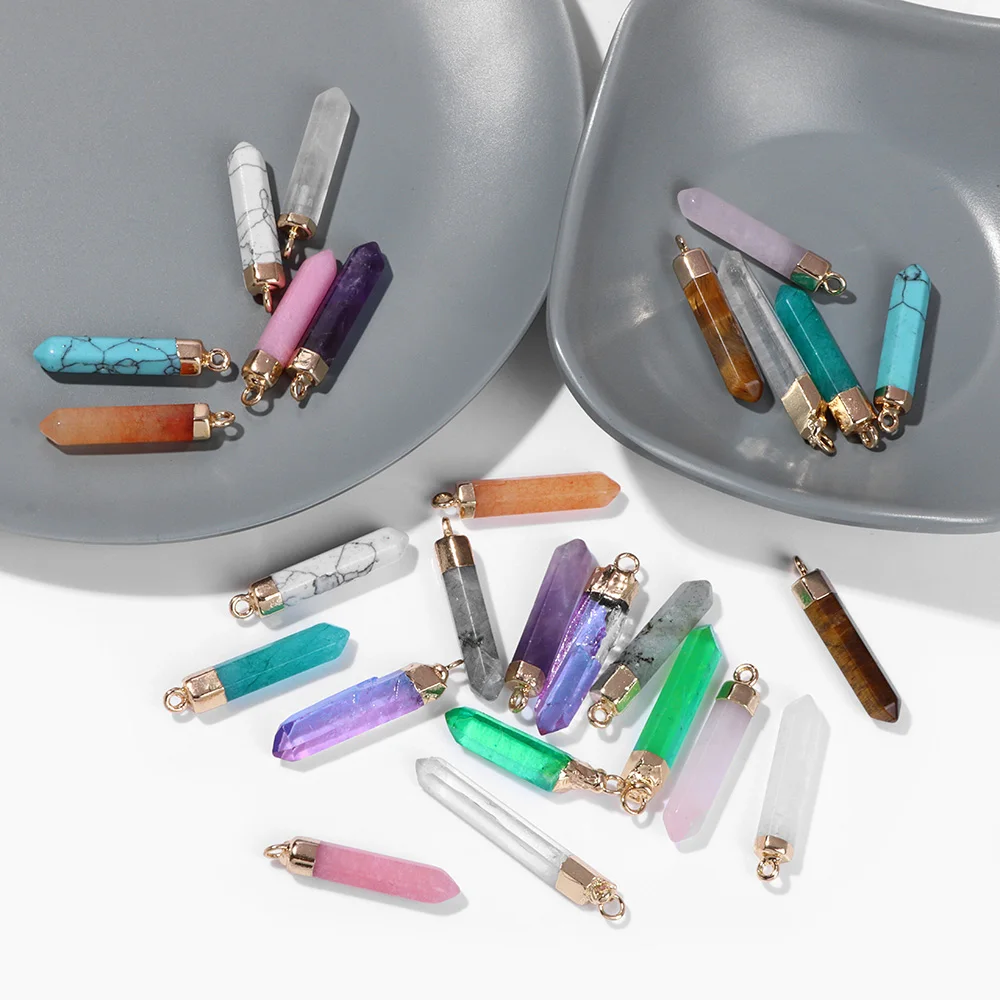 Подвески из натурального халцедона шестигранная цилиндрическая стандартная