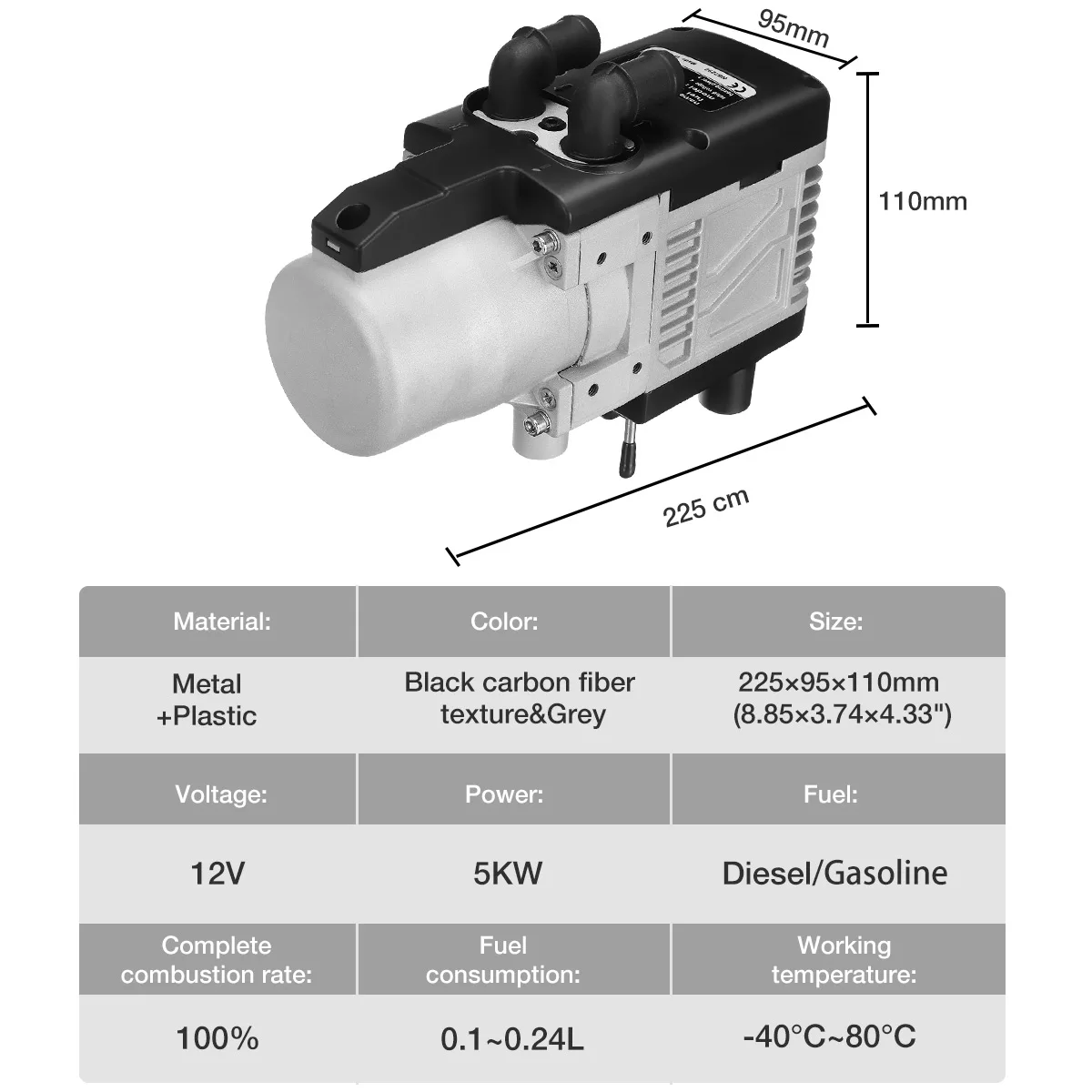 $258.00 12V 5KW Gasoline Air Heater Water Heater With Mobile Phone Control Remote Control Diesel Gasoline universal for Motor Trucks